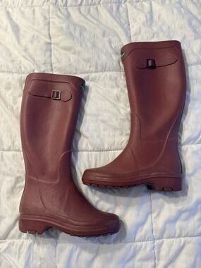 Le Chameau Rubber Rain boots Maroon Burgundy Women's Size 6 Long Round Toe